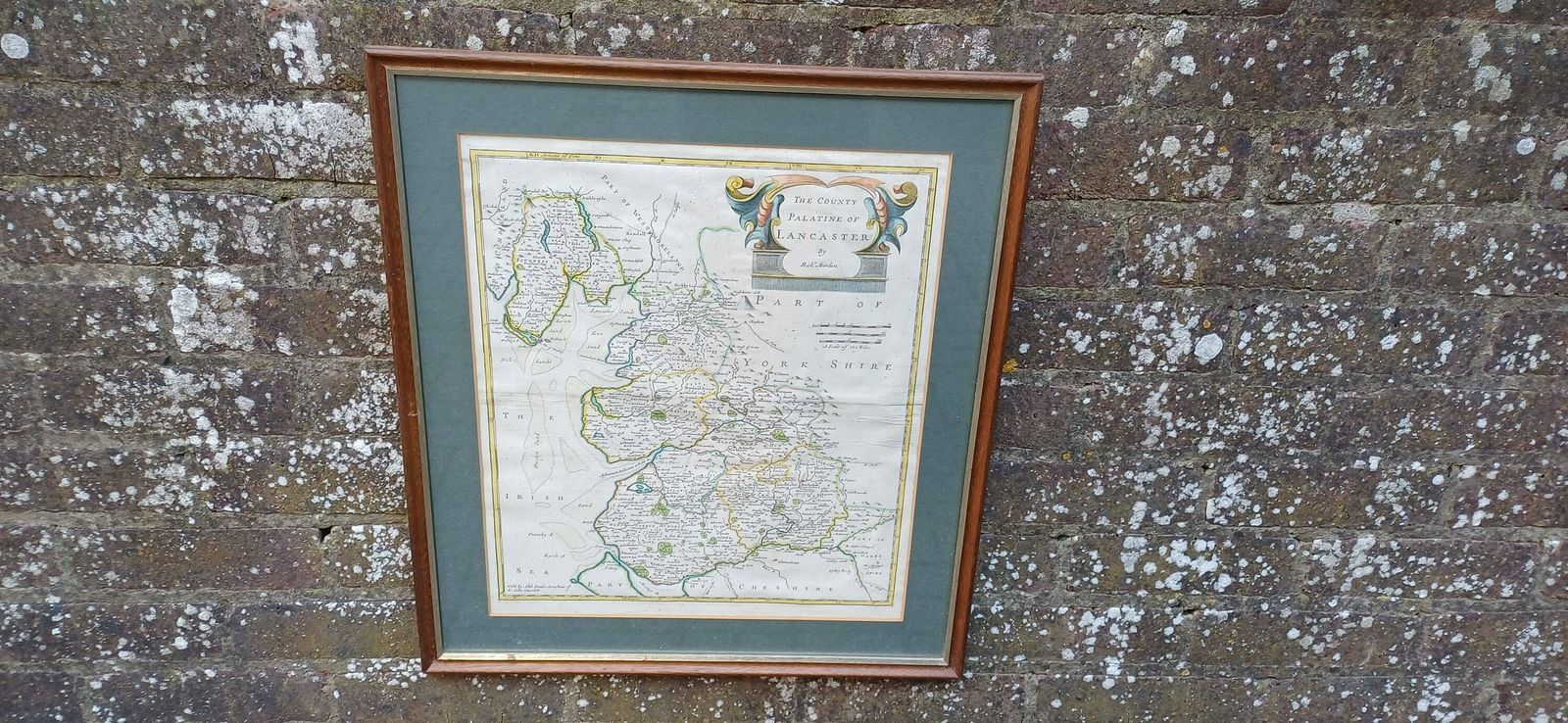 Palatine Of Lancaster Copper Plate Engraving Map, Handpainted. By Rob Morden For Abel Swale Awnsham And John Churchill photo vinterior