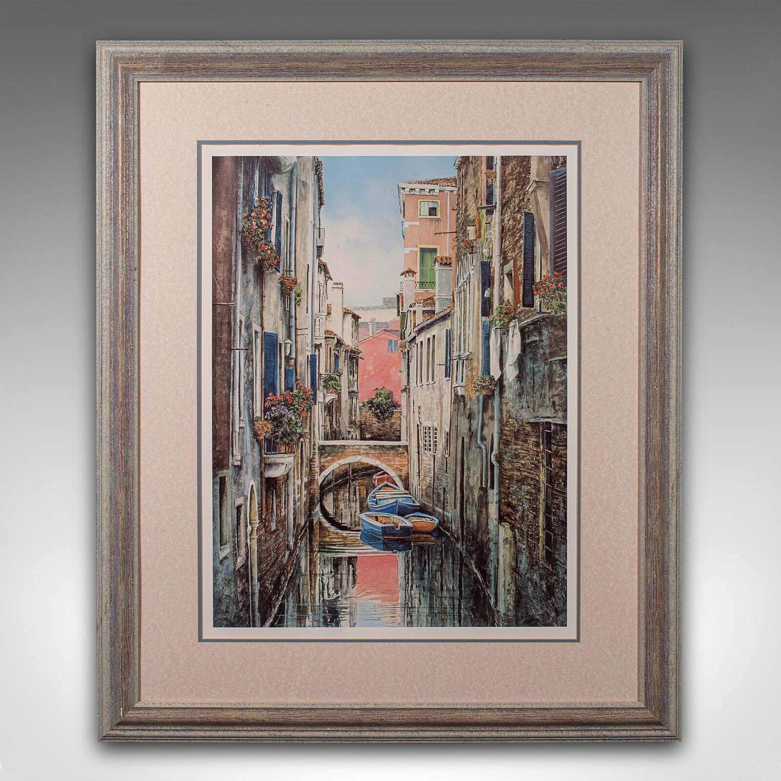 Large Contemporary Venice Print, Continental, Framed, Venetian Canal Scene, Art photo furniture