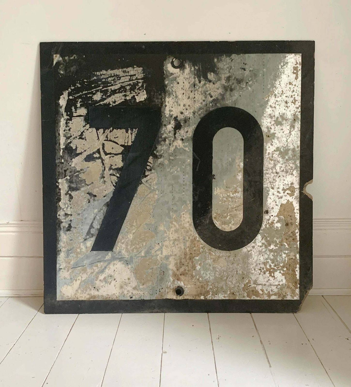 Large Rare Distressed French Sncf Railway 70 Speed Limit Sign