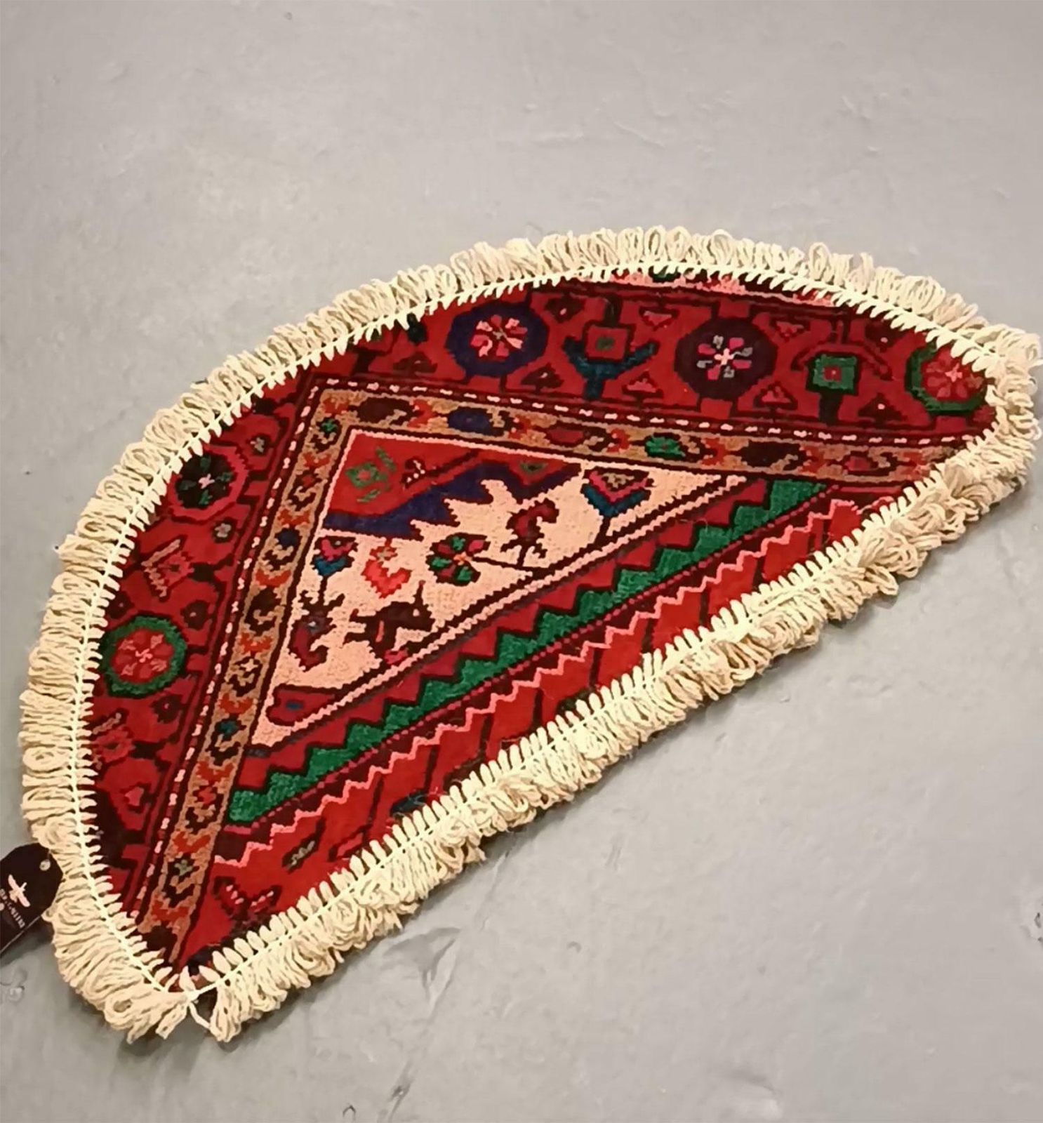 Handmade Rug Doormat Oriental Rug Semi Circular Interior Carpet Mat Entrance Way photo vintage