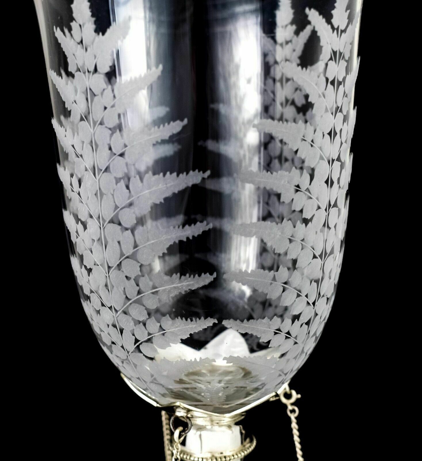 Antique Victorian Mappin Webb Glass Celery Vase Fern Engraved Silver Plated Swan photo 525.0
