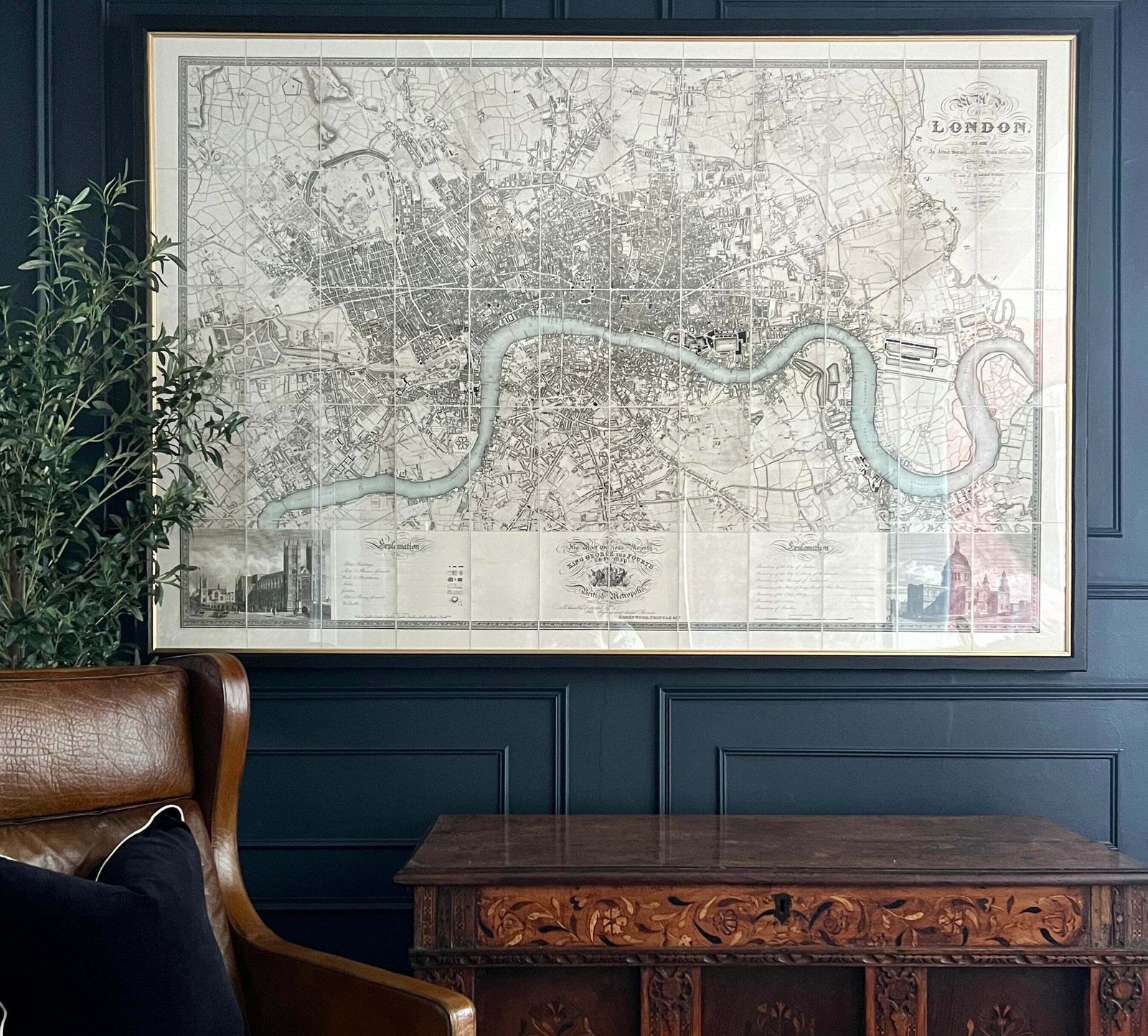 Greenwood's London Map Circa 1827   Large photo furniture