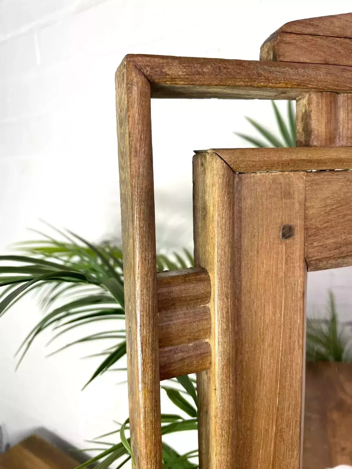Antique Indian Colonial Wooden Bathroom Shaving Wall Mirror photo buy