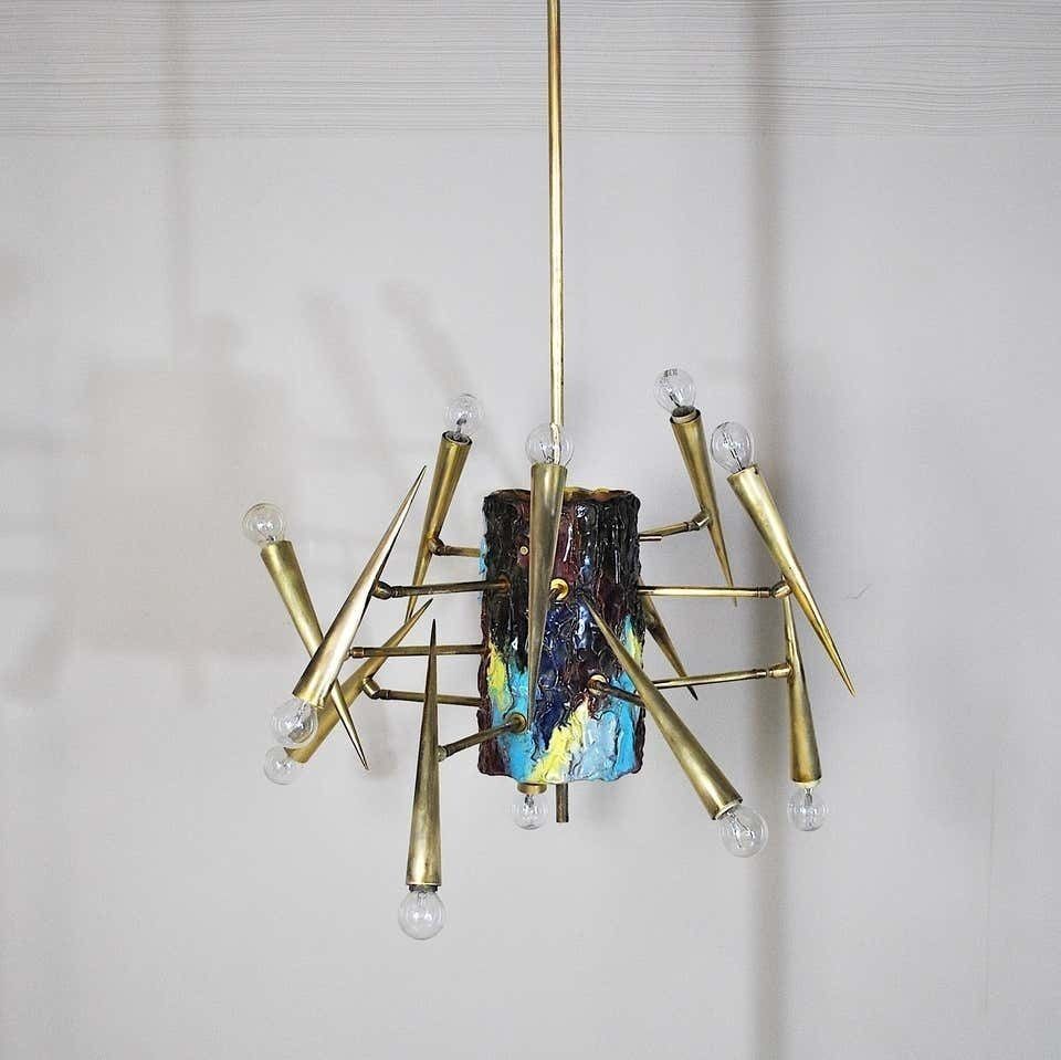 Leonardi Leoncillo Italian Chandelier, 1950s For Lumi photo 9000.0