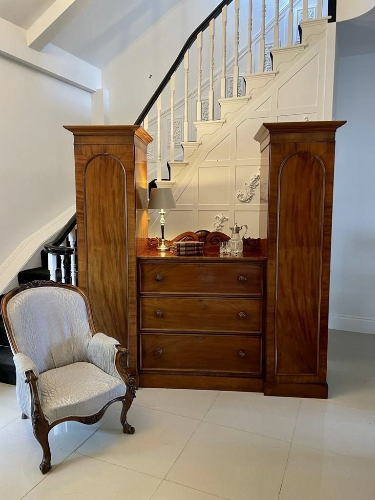 photo furniture Large Unusual Antique 19th Century Quality Mahogany Wardrobe