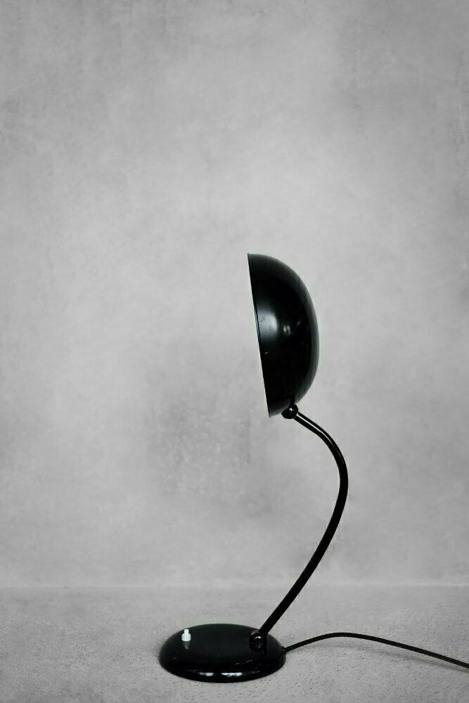 Vintage German Bauhaus Minimalist Black Metal Desk Lamp From Cosack, 1940s photo vinterior
