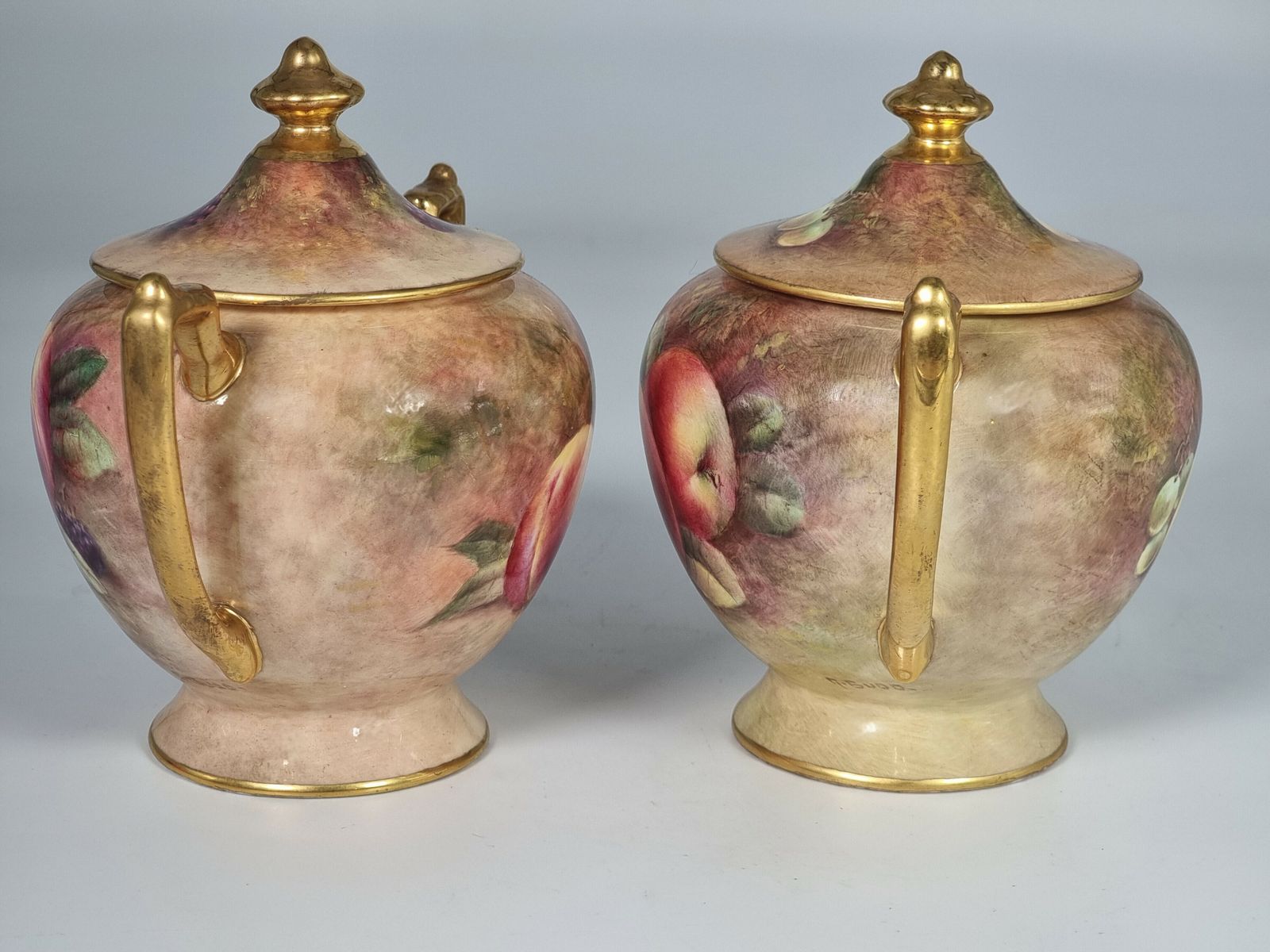 A Pair Of Coalport Vases Hand Painted With Fruit By Richard Budd photo buy