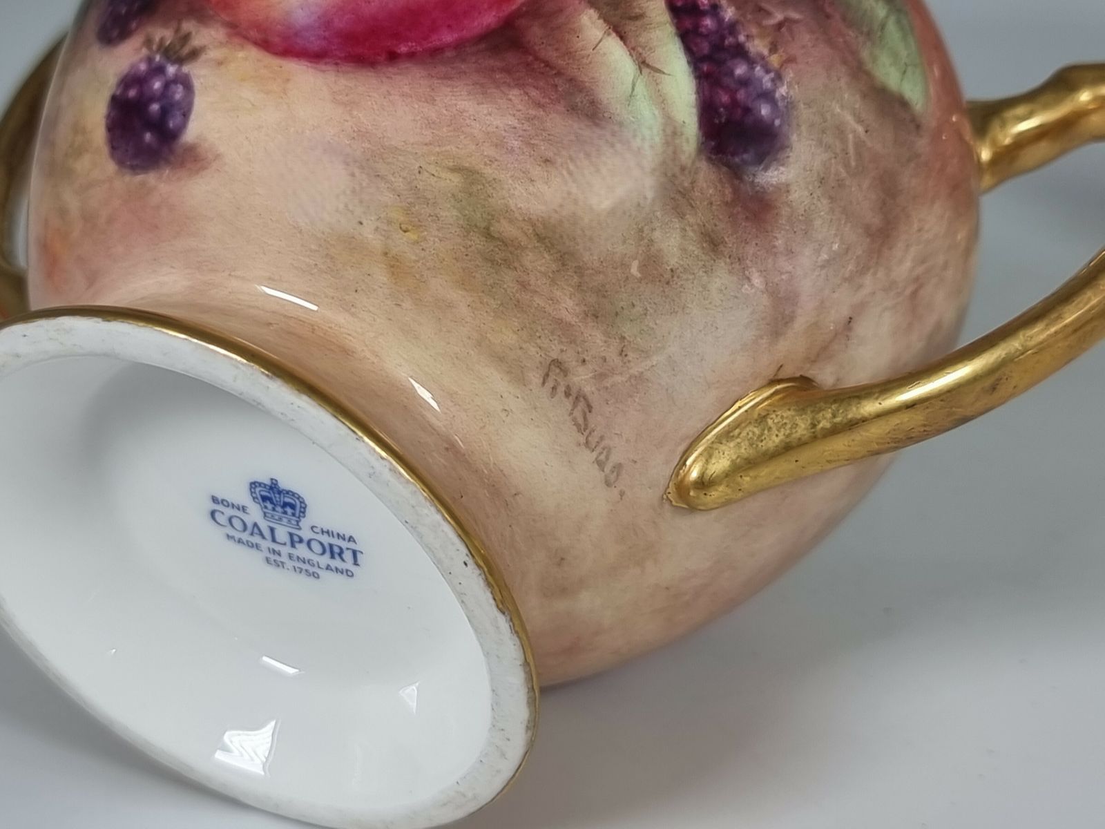 photo for sale A Pair Of Coalport Vases Hand Painted With Fruit By Richard Budd