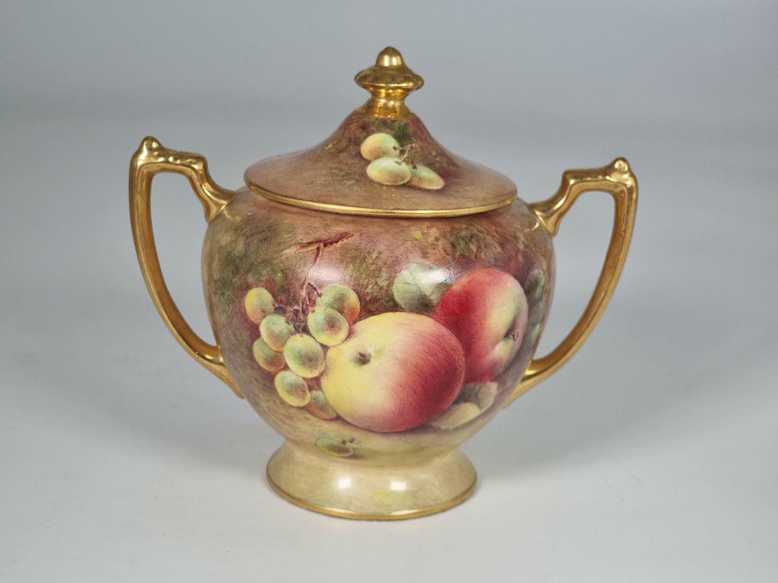 439.0 A Pair Of Coalport Vases Hand Painted With Fruit By Richard Budd photo