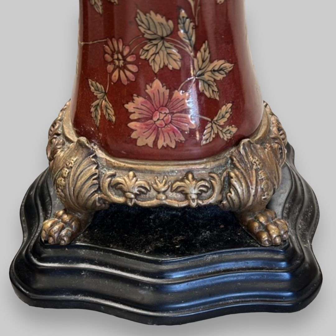An Attractive Pair Of American Bronze Mounted Porcelain Lamps photo Lighting