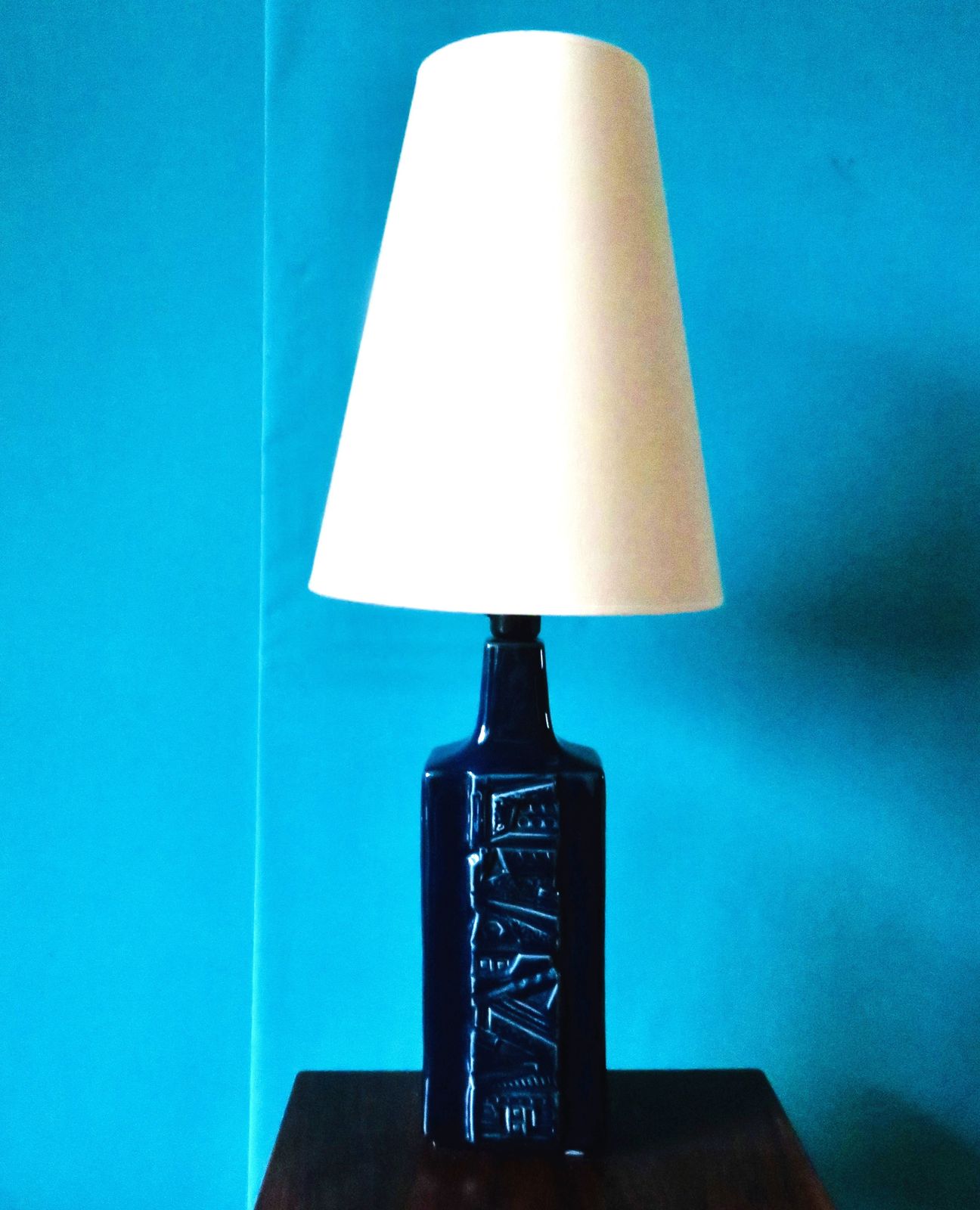 High Table Lamp In Art Nouveau Sandstone, With 3 Handles. France 1920 photo vintage