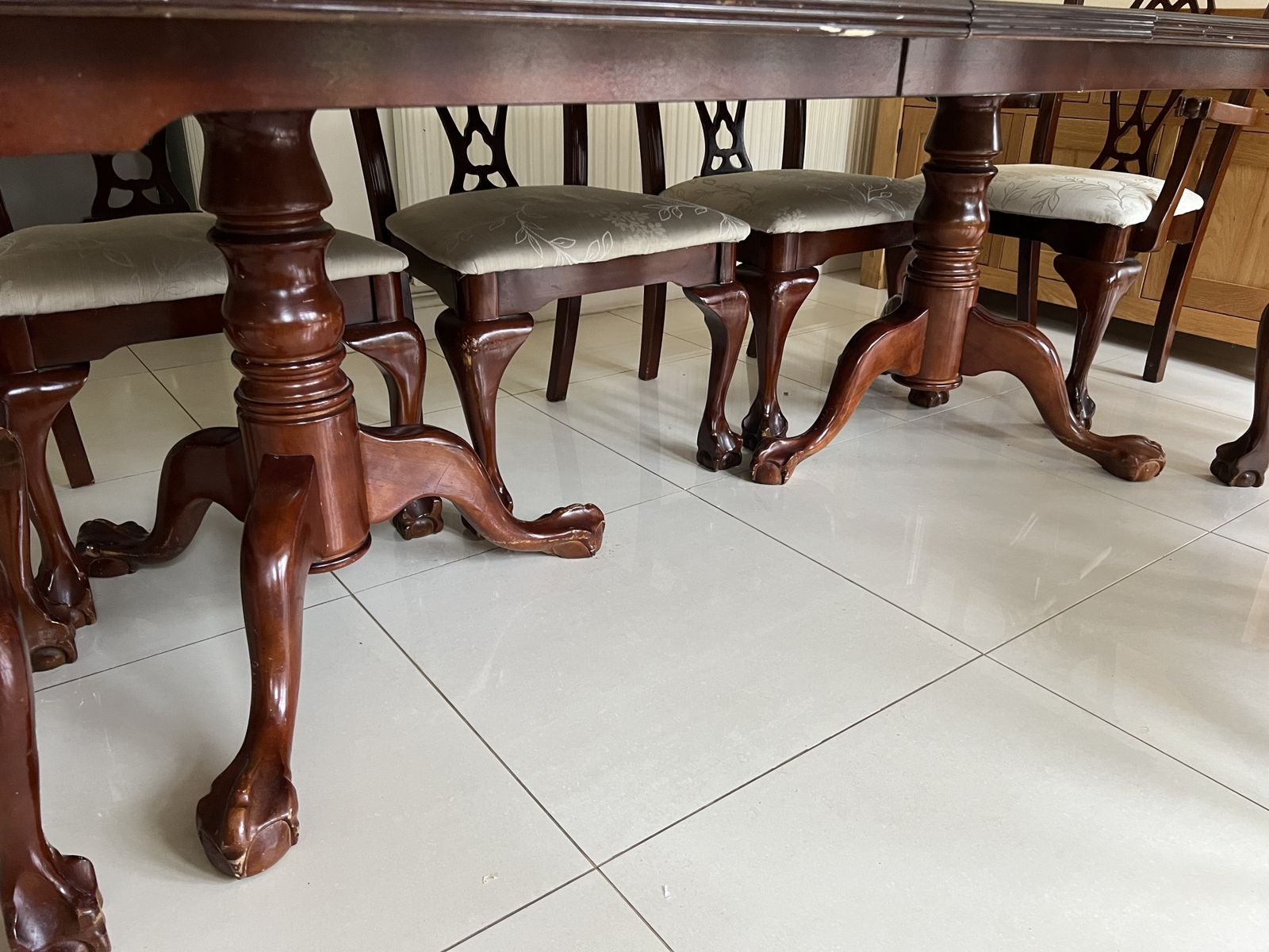 Regency Dining Table And Chairs   Full Set   8 Chairs   2 With Arms, 6 Without Arms   Deep Mahogany photo for sale