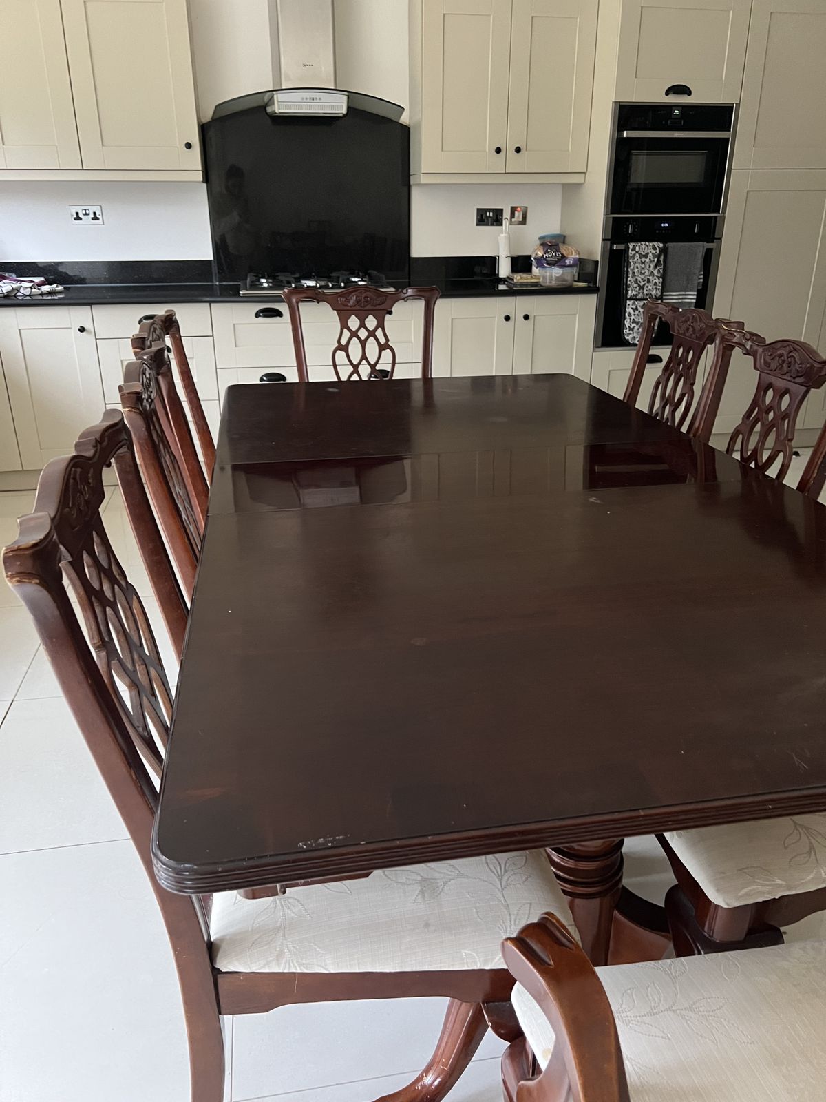Regency Dining Table And Chairs   Full Set   8 Chairs   2 With Arms, 6 Without Arms   Deep Mahogany photo buy