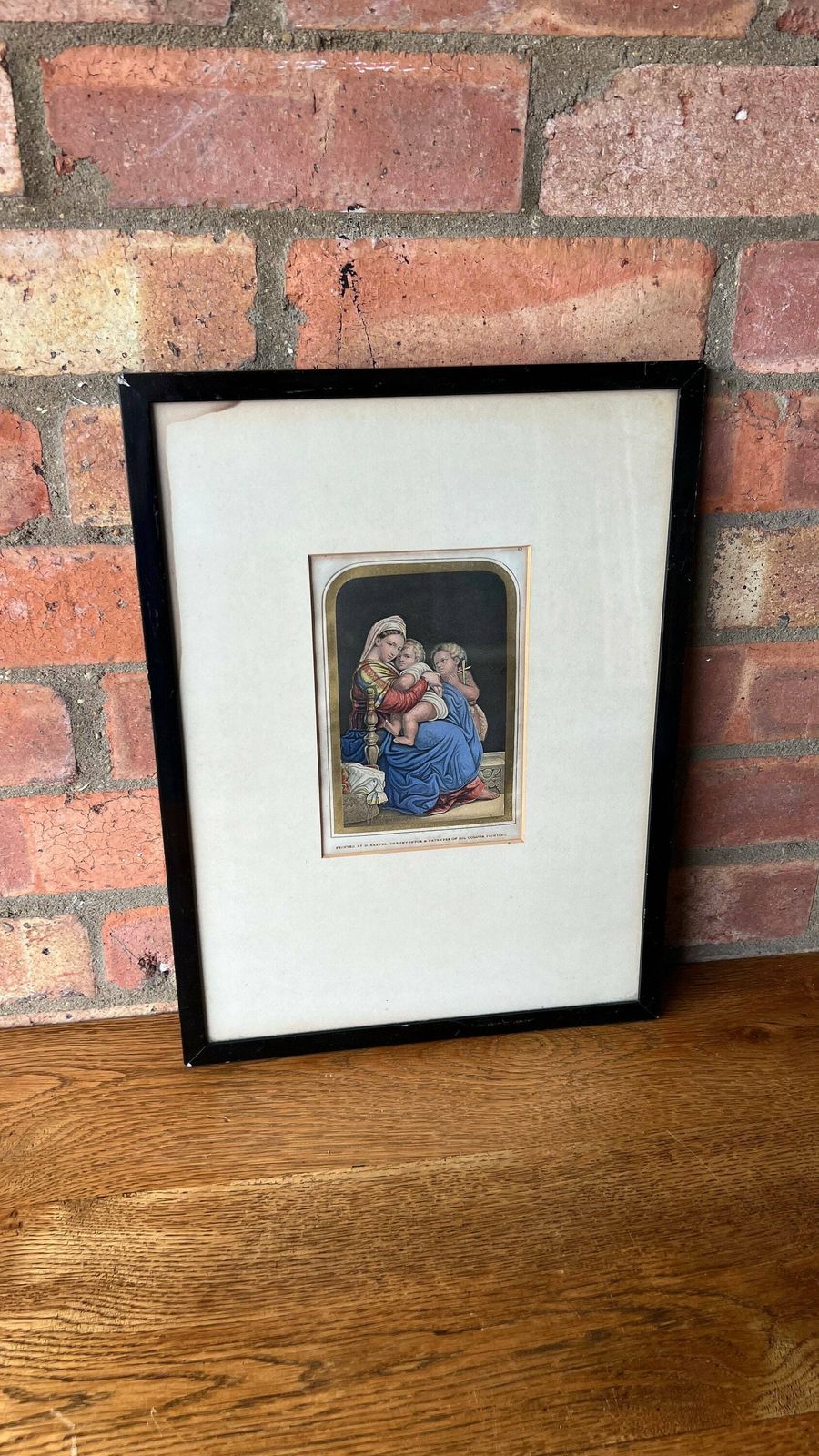 1849 Patented Oil Colour Print By G. Baxter After Raphael Madonna Of The Chair