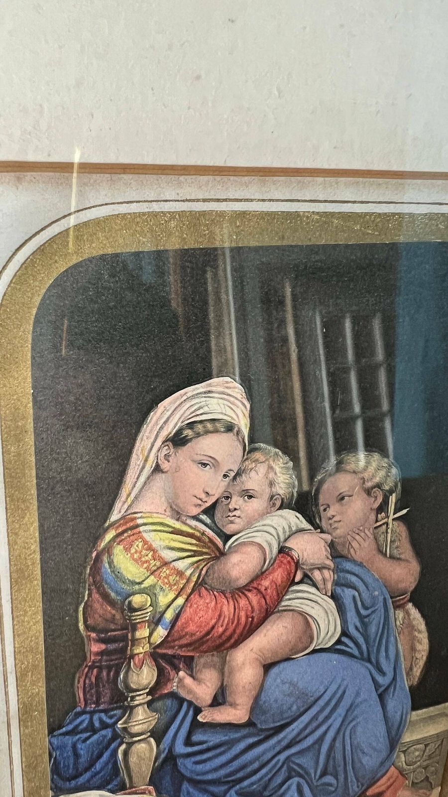 1849 Patented Oil Colour Print By G. Baxter After Raphael Madonna Of The Chair photo 139.0