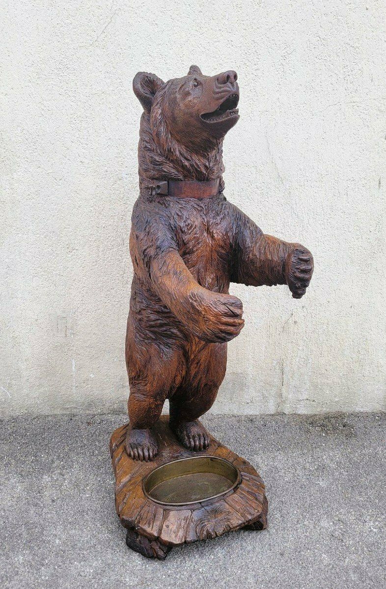 Black Forest, Bear Umbrella Stand, Late 19th Early 20th Centuryflag photo furniture