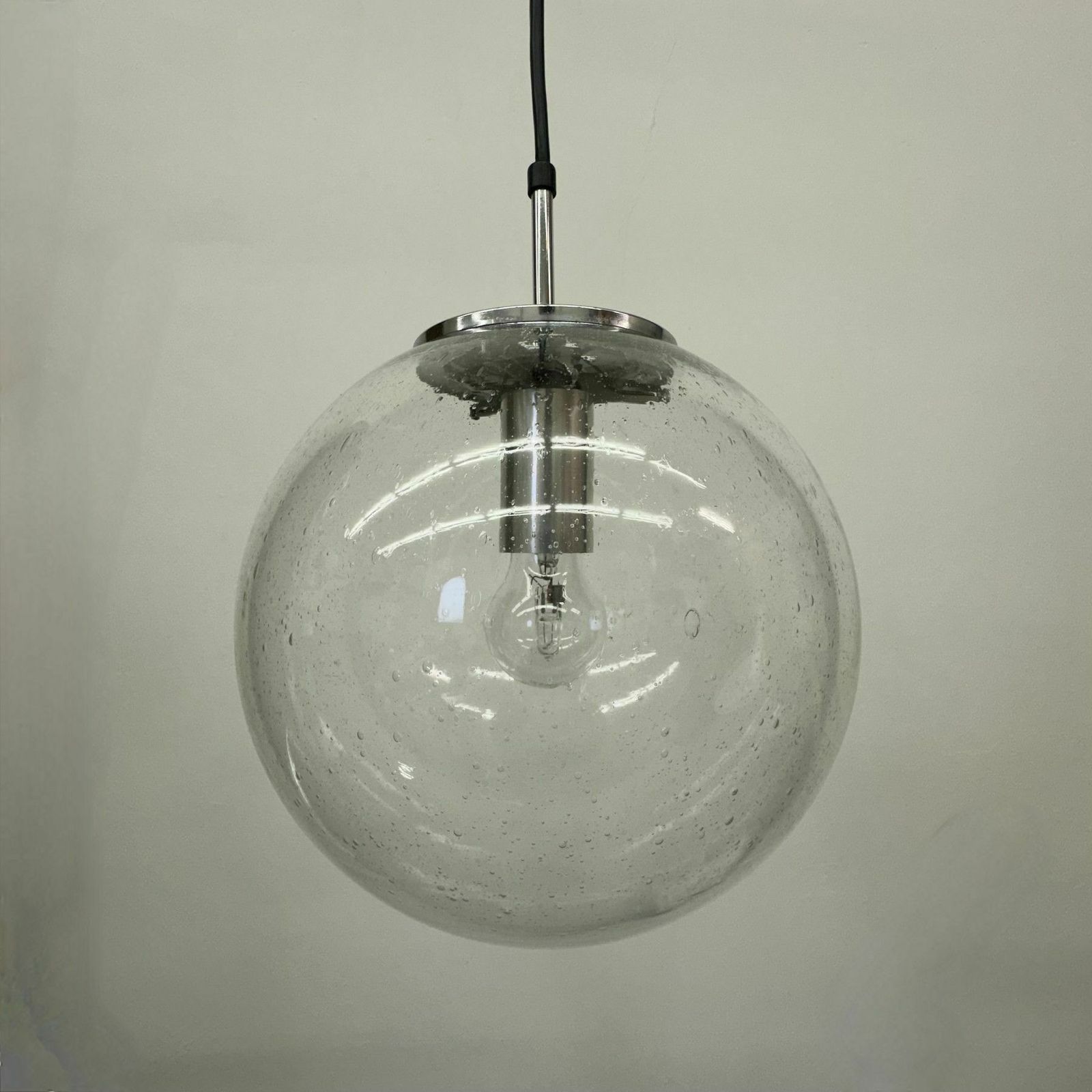Large Limburg Glashütte Hanging Lamp Globe 1970s Germany