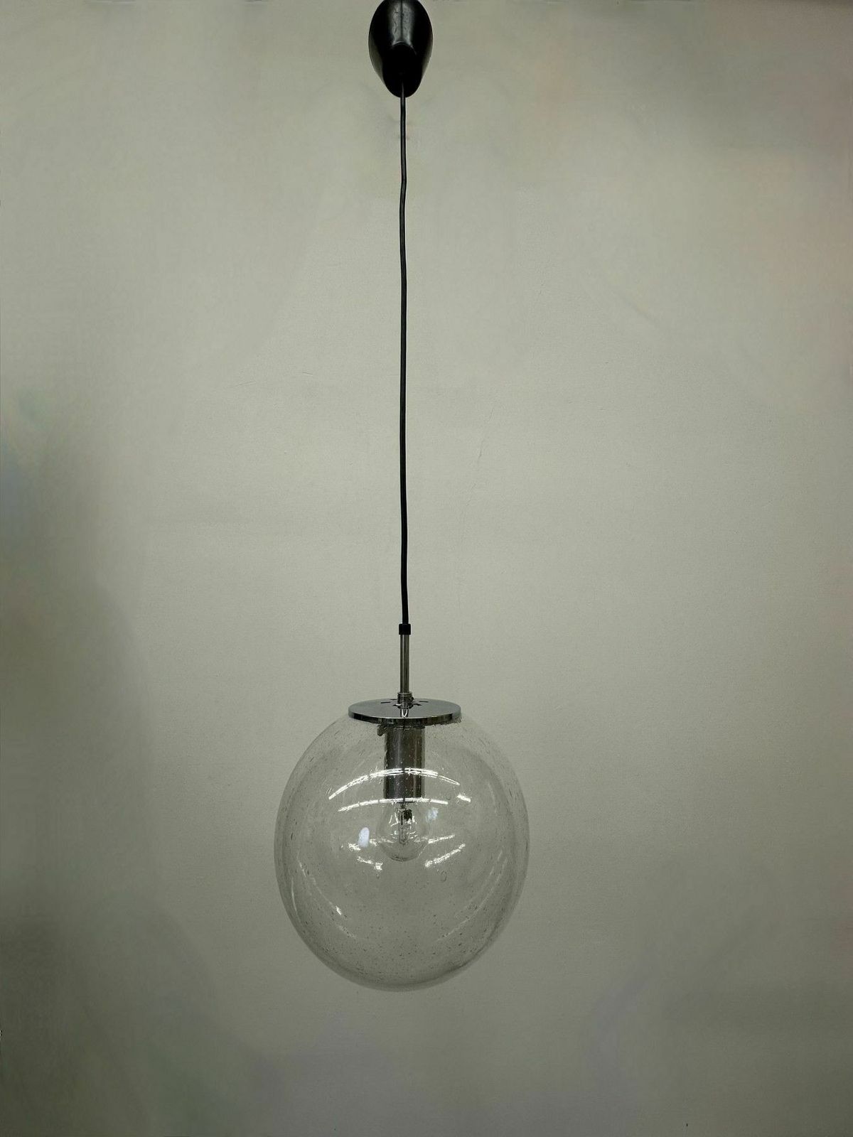 Large Limburg Glashütte Hanging Lamp Globe 1970s Germany photo vinterior