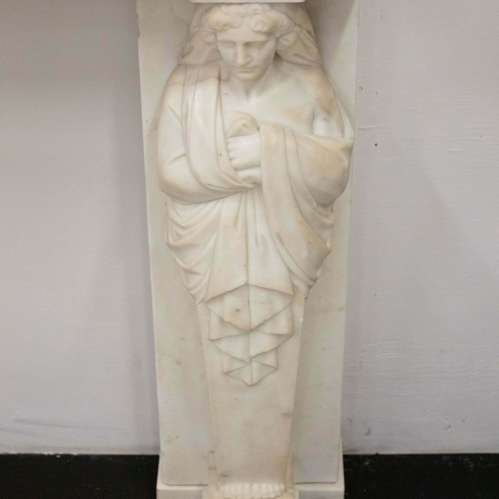 Antique Greek Revival Statuary Marble Fireplace photo vintage