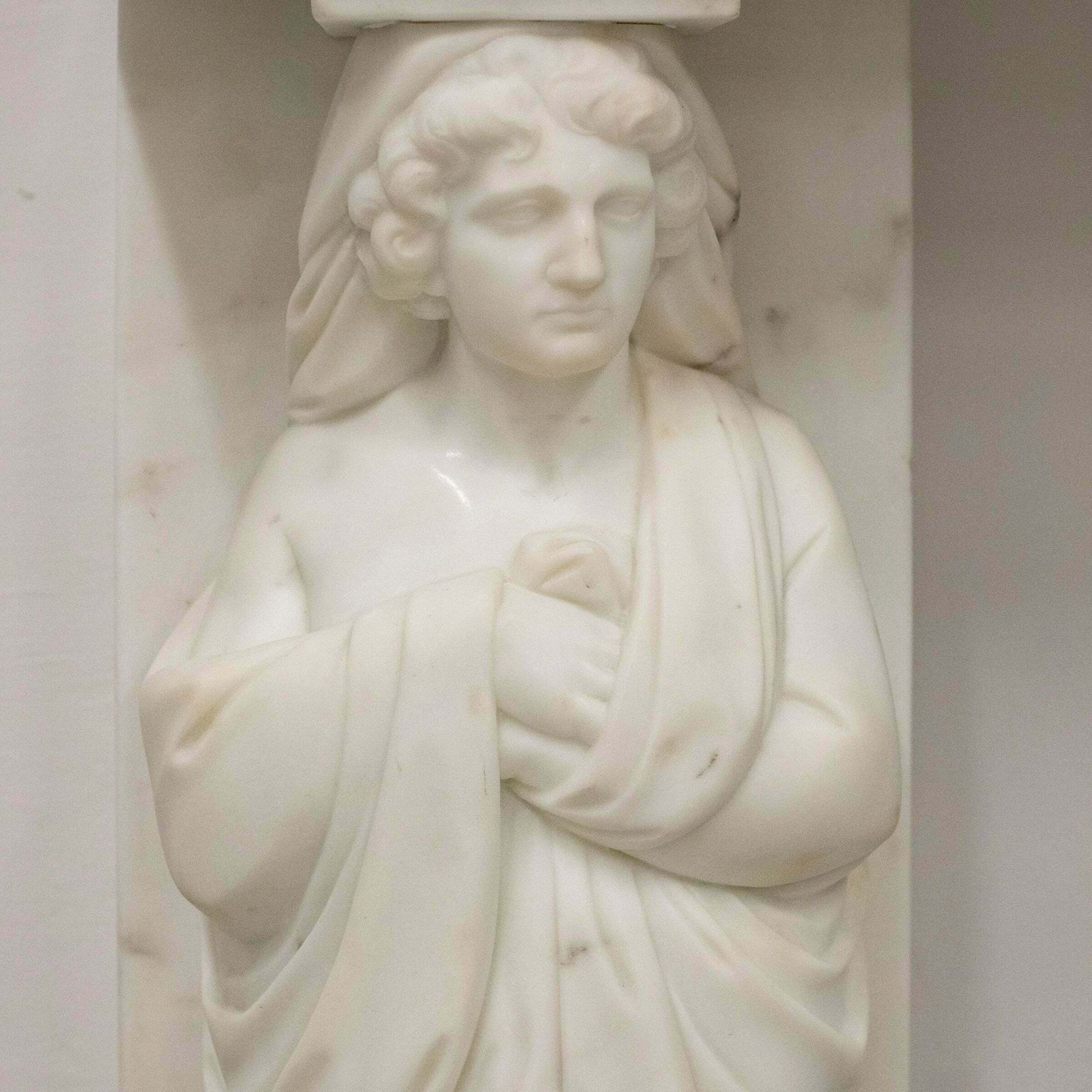 photo furniture Antique Greek Revival Statuary Marble Fireplace