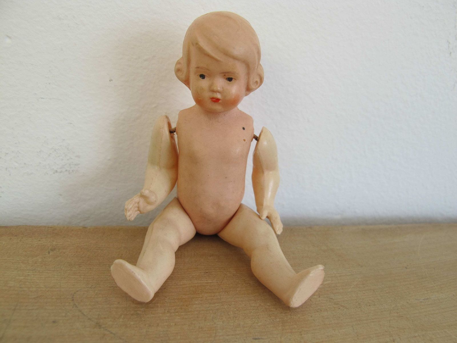 Celluloid Schildkröt Doll 3.5 Inches Tall, Turtle Brand. German Jointed Celluloid Doll