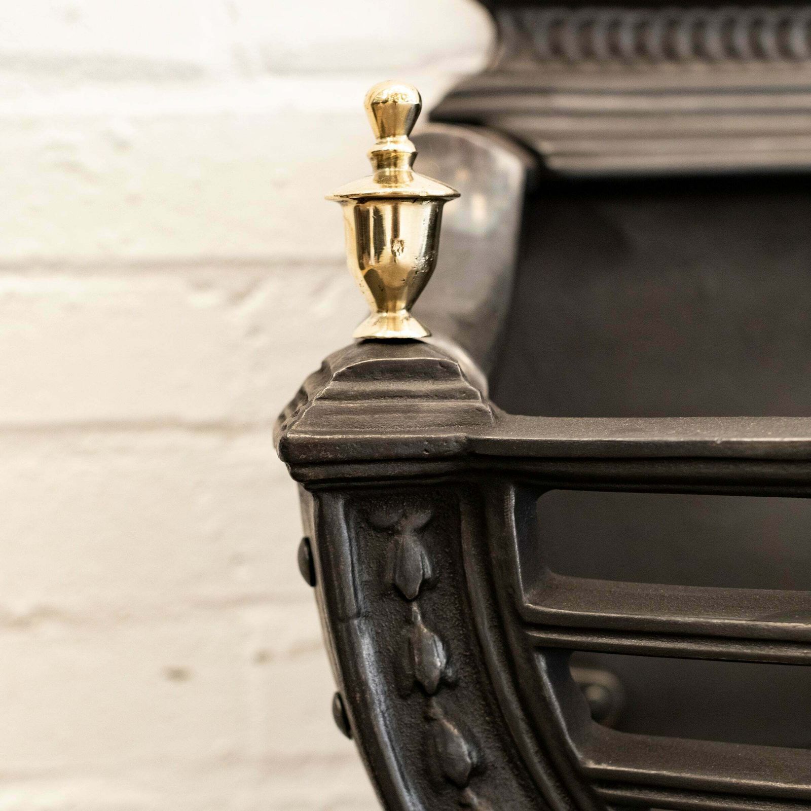 Victorian Style Cast Iron Fire Basket With Brass Finials photo Home Fixtures