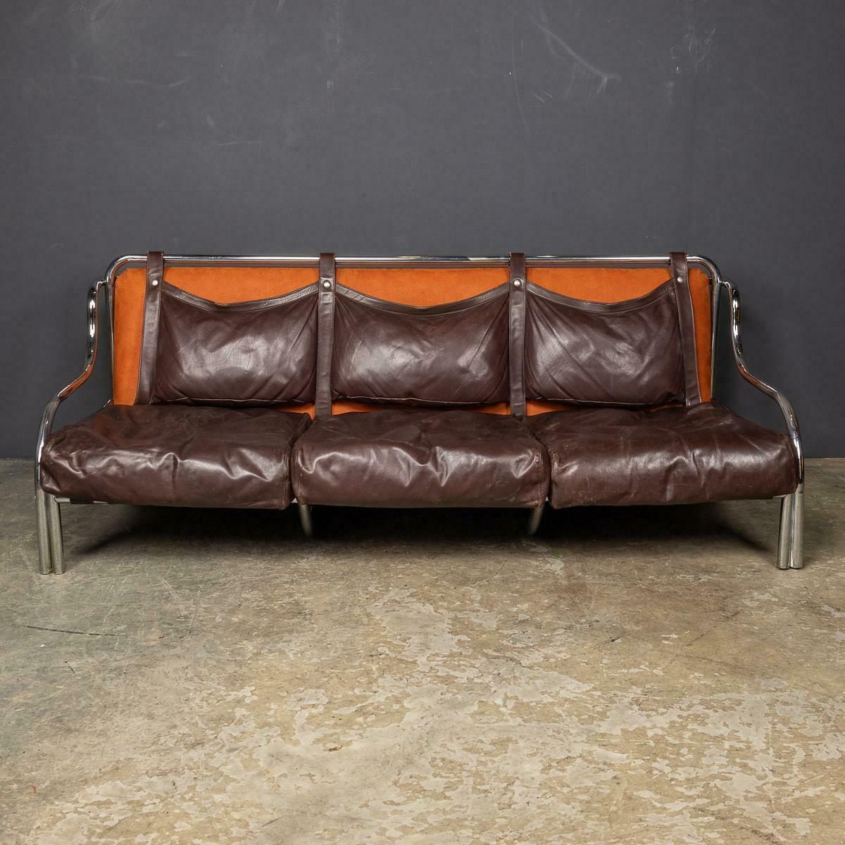 A 20th Century Italian Brown Leather Sofa By Gae Aulenti For Poltronova C.1962 photo furniture