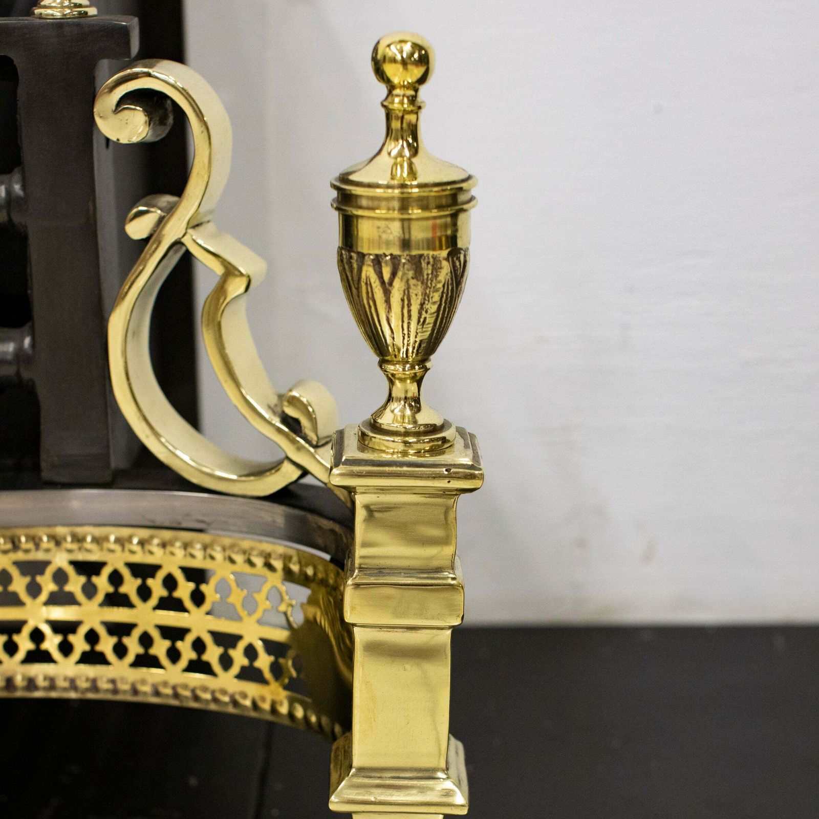 Reclaimed Cast Iron And Brass Fire Basket photo for sale