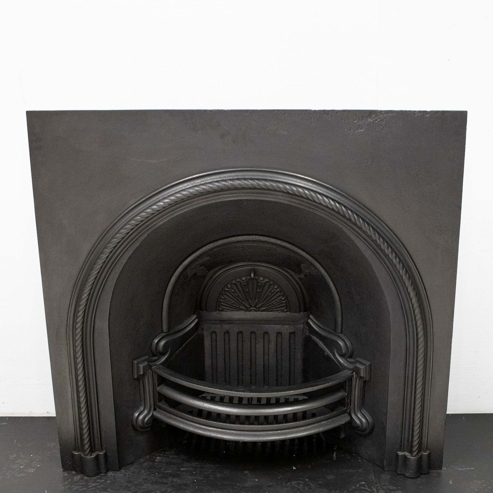 Antique Victorian Cast Iron Rope Detail Arched Fireplace Insert photo buy