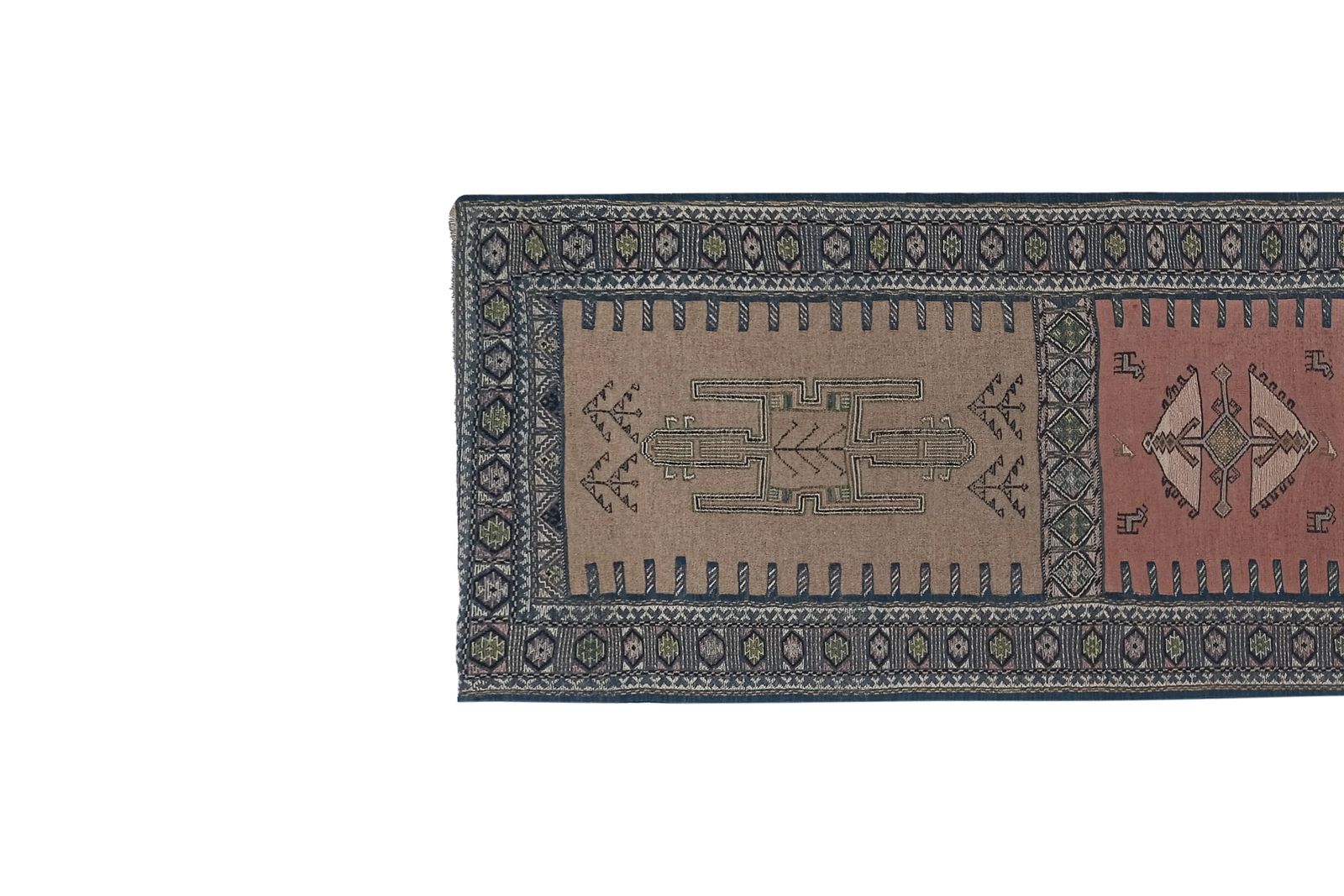 Handwoven Tribal Embroidery Animal Soumac Kilim Rug 3'1'' X 13'3'' photo 650.0