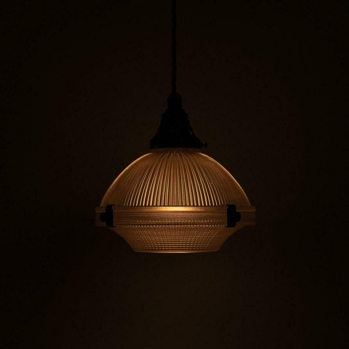 Small Reclaimed Holophane Two Part Pendant Light photo furniture
