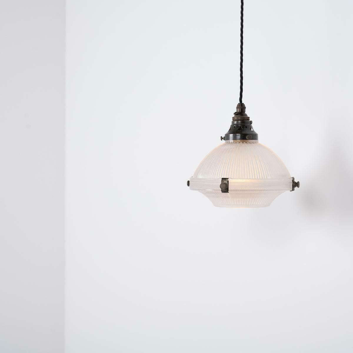 Small Reclaimed Holophane Two Part Pendant Light photo vinterior