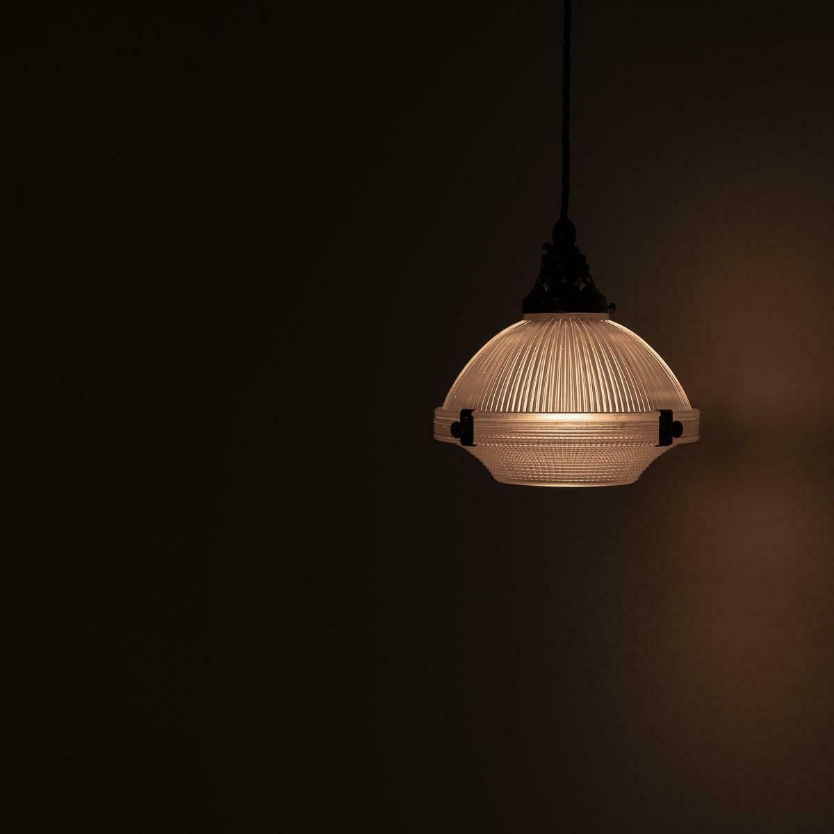 Lighting Small Reclaimed Holophane Two Part Pendant Light photo