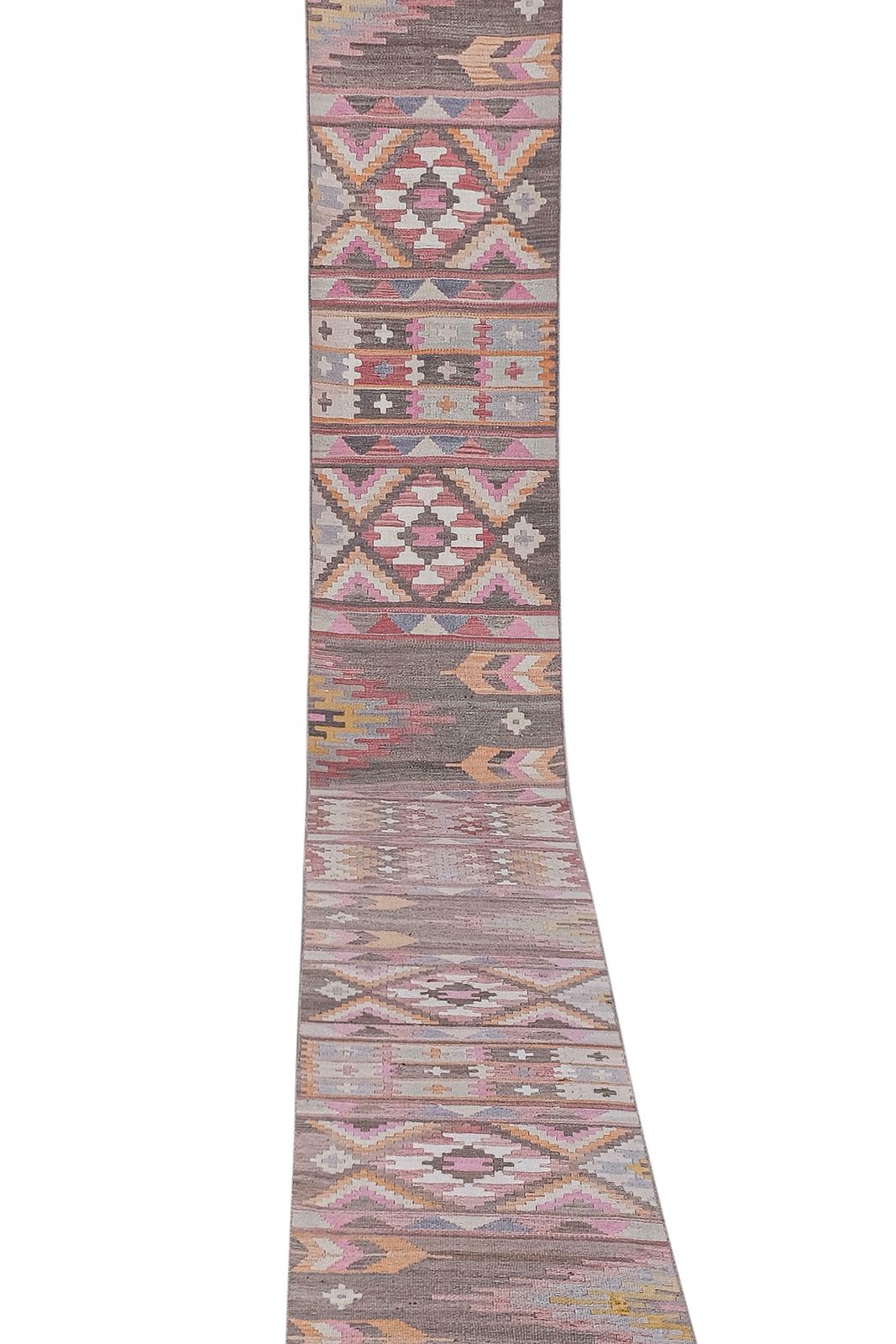 1960s Vintage Extra Long Turkish Kilim Runner With Mid Century Modern Style 2'4'' X 23'4'' photo Textiles