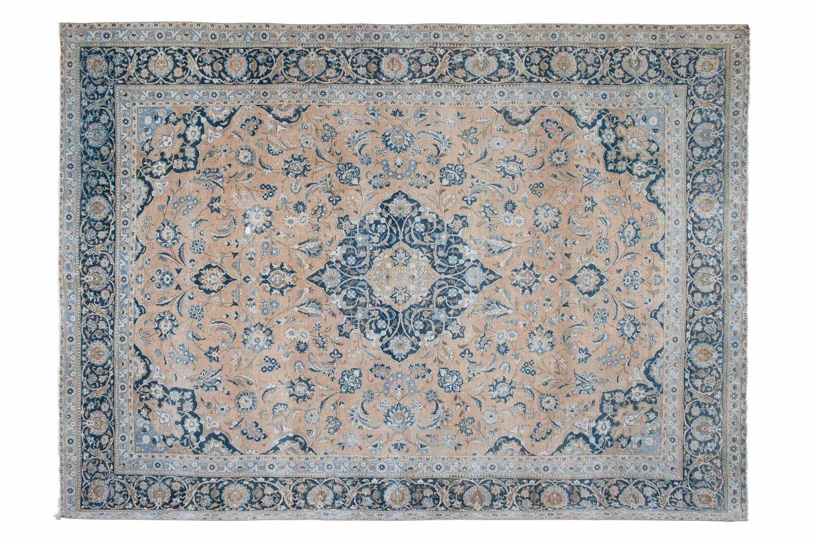 Vintage Handknotted Oversize Blue Turkish Rug photo furniture