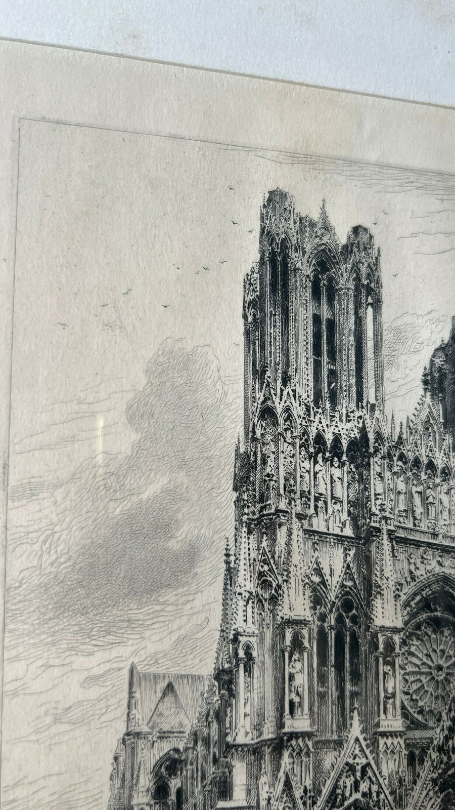 1883 Etching Of The Cathedral Of Notre Dame Of Reims By Henri Toussaint photo buy