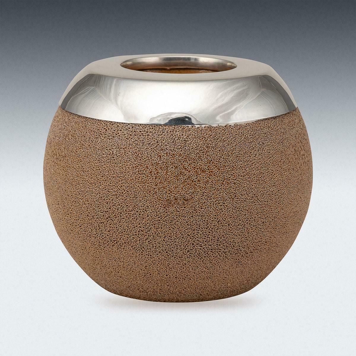 Antique 20thc English Silver Mounted Royal Doulton Ceramic Match Striker C.1910 photo for sale