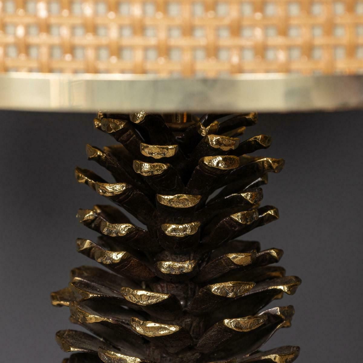 A Vintage 20th Century Italian Bergere Lamp With Pine Cone Detailing C.1970 photo for sale