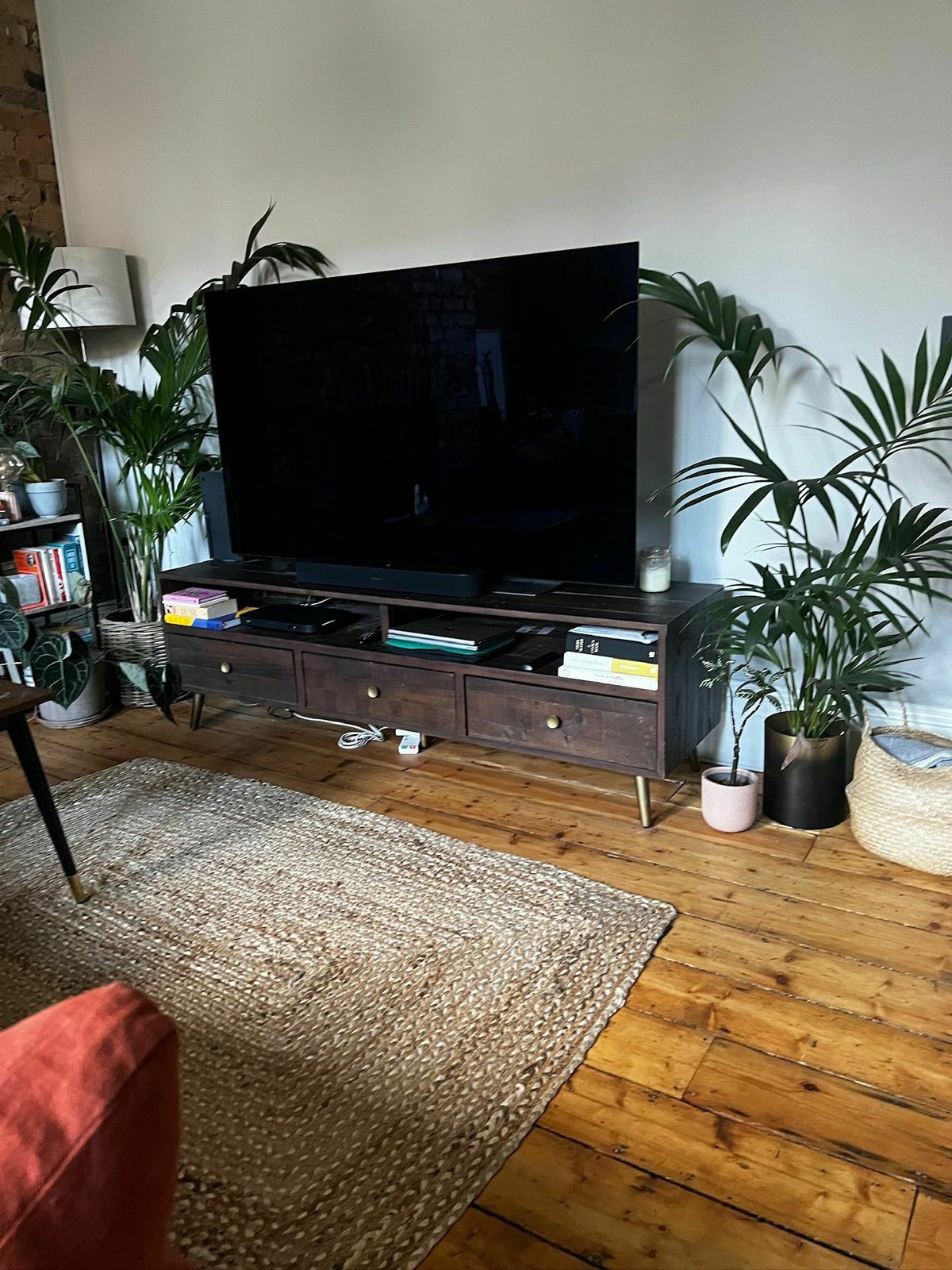 photo furniture Barker And Stonehouse Modi Reclaimed 3 Drawer Tv Bench