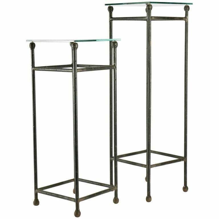Two Consoles In Wrought Iron Under Glass In An Industrial Style 20th Century
