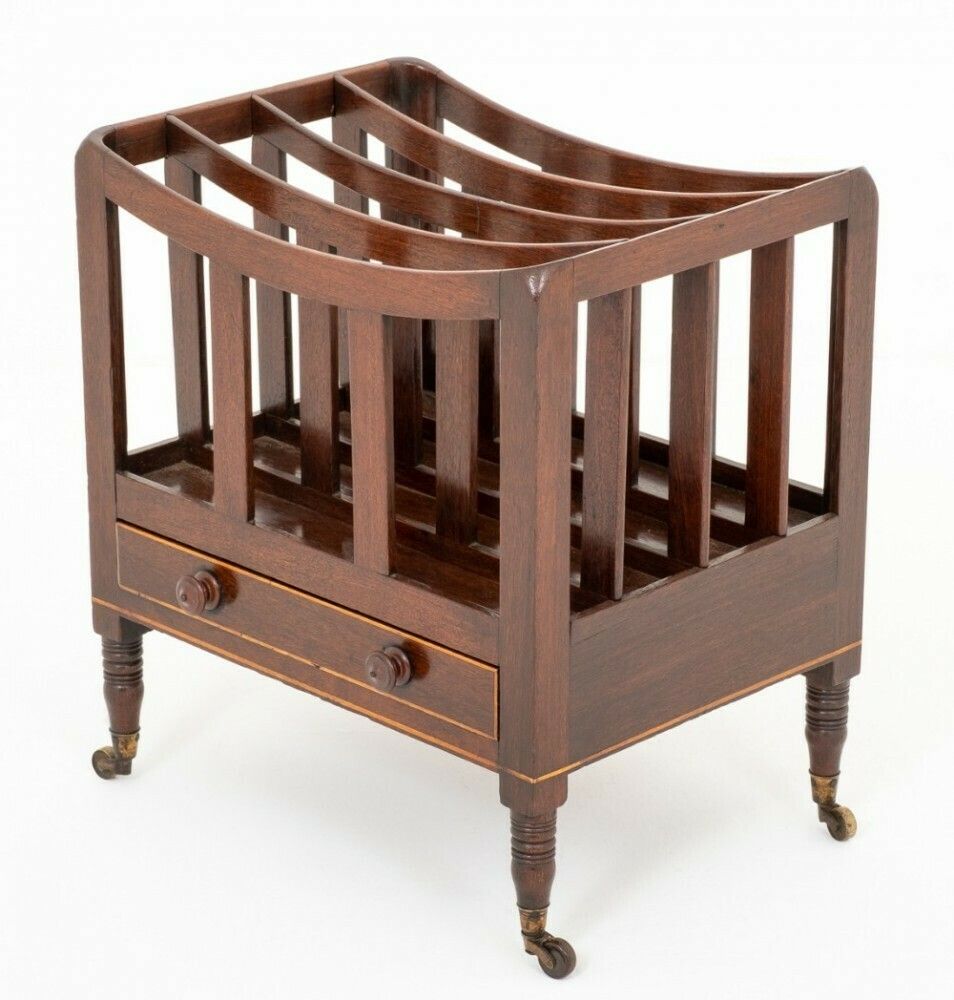 Mahogany Canterbury Antique Paper Magazine Rack photo vintage