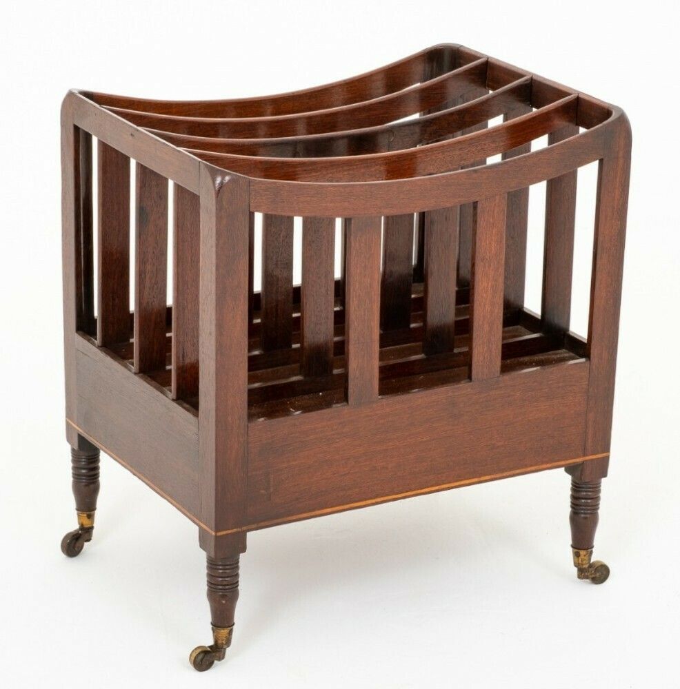 photo for sale Mahogany Canterbury Antique Paper Magazine Rack