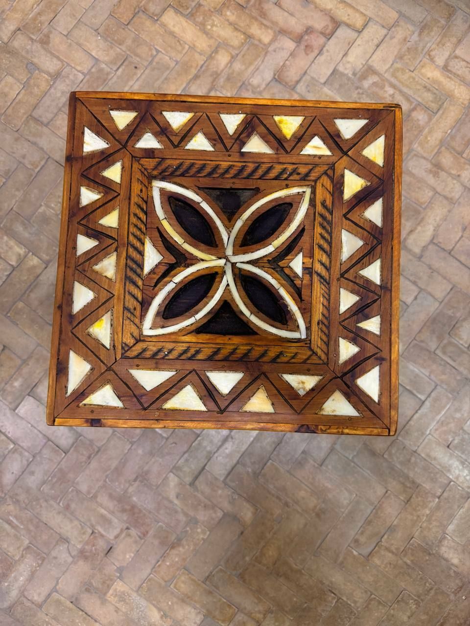 High End Vintage Camel Bone Inlay Moroccan Wooden Table For Living Room Bedroom photo for sale