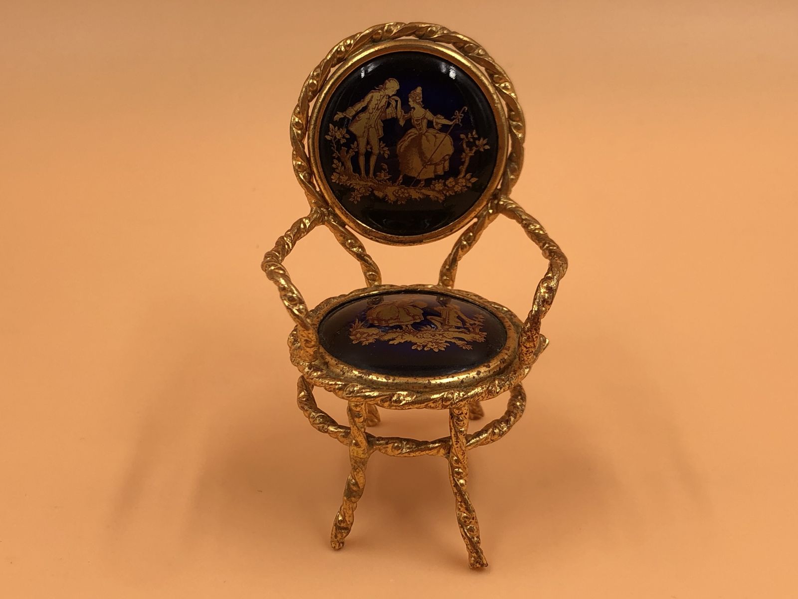 Limoges Fragonard Porcelain France Miniature Furniture Set With Courting Couple. photo furniture