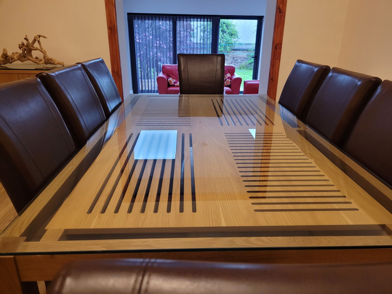 Custom Made Oak And Glass Dining Table And Chairs photo furniture