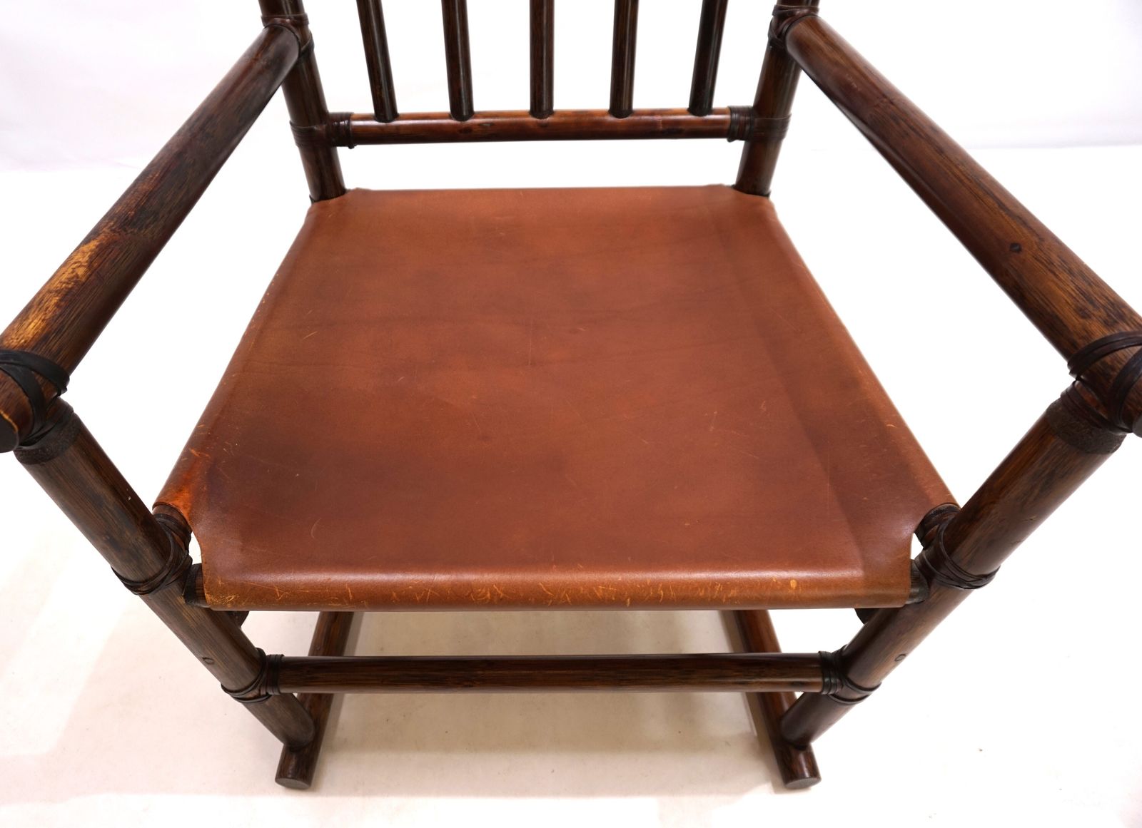 photo buy Manou Rattan Armchair With Leather Seat, 1960