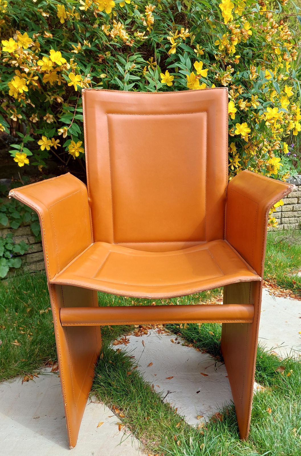 20th Century Tito Agnoli Model "Korium" Camel Leather Armchairs photo for sale
