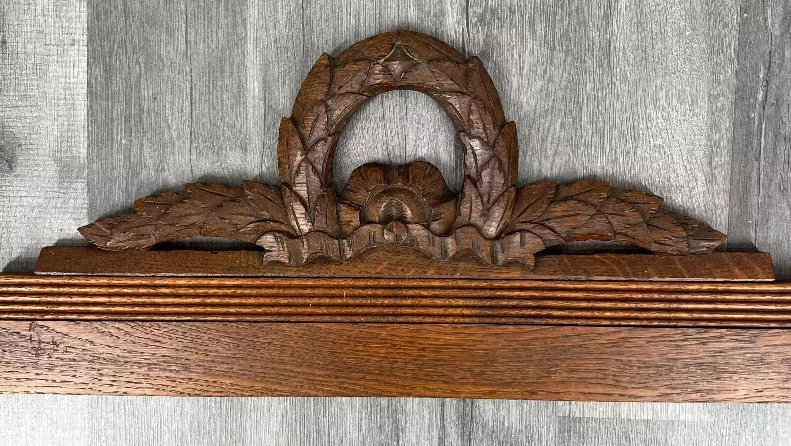 Antique French Hand Carved Wood Solid Oak Pediment   Crown (Lot 7019) photo for sale