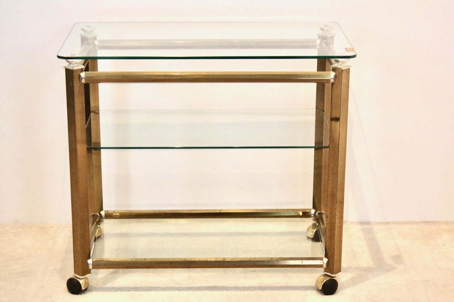 Gio Ponti & Terenghi Brass And Nickel Bar Cart, Italy photo for sale