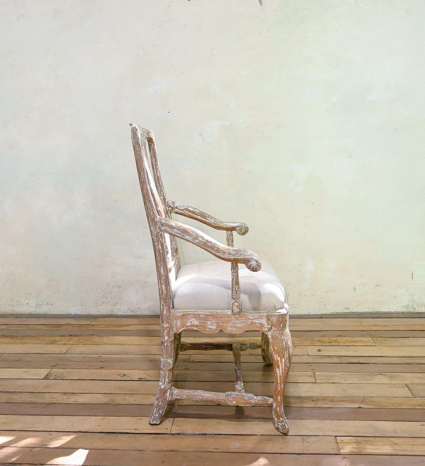 1880.0 An 18th Century Swedish Gustavian Painted Open Armchair photo